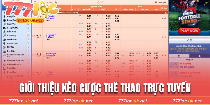 Giới thiệu kèo cược thể thao trực tuyến