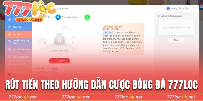 Rút tiền theo hướng dẫn cược bóng đá 777loc