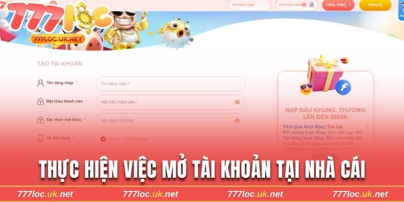 Thực hiện việc mở tài khoản nhanh tại nhà cái